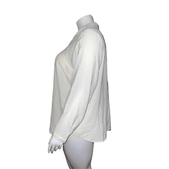 CJ Banks Ivory Textured Boho Blouse Top Shirt Plus Size 2X NWT - Picture 2 of 7